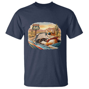 Route Highway 66 Cat T Shirt Americana Road Trip TS12 Navy Print Your Wear
