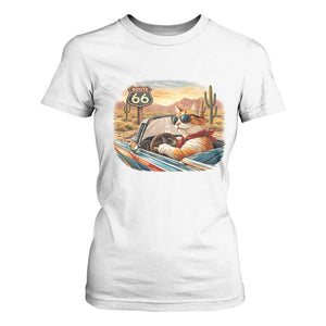 Route Highway 66 Cat T Shirt For Women Americana Road Trip TS12 White Print Your Wear