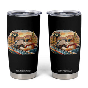 Route Highway 66 Cat Tumbler Cup Americana Road Trip TS12 Black Print Your Wear