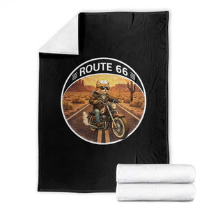 Route Highway 66 Motorcycle Cat Throw Blanket Road Trip Adventure TS12 Black Print Your Wear