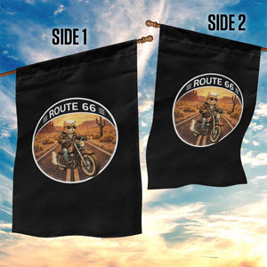 Route Highway 66 Motorcycle Cat Garden Flag Road Trip Adventure TS12 Print Your Wear