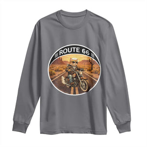 Route Highway 66 Motorcycle Cat Long Sleeve Shirt Road Trip Adventure TS12 Charcoal Print Your Wear