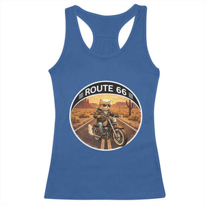 Route Highway 66 Motorcycle Cat Racerback Tank Top Road Trip Adventure TS12 Royal Blue Print Your Wear