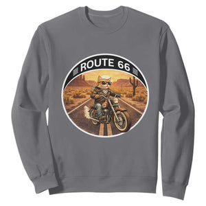 Route Highway 66 Motorcycle Cat Sweatshirt Road Trip Adventure TS12 Charcoal Print Your Wear