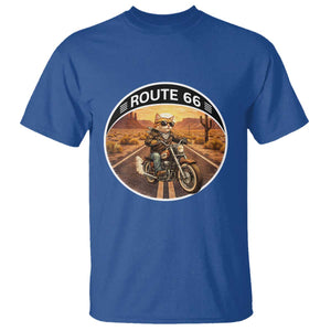 Route Highway 66 Motorcycle Cat T Shirt Road Trip Adventure TS12 Royal Blue Print Your Wear