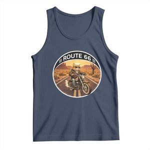 Route Highway 66 Motorcycle Cat Tank Top Road Trip Adventure TS12 Navy Print Your Wear