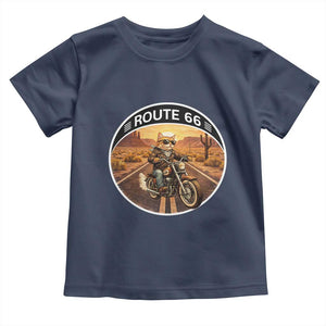 Route Highway 66 Motorcycle Cat Toddler T Shirt Road Trip Adventure TS12 Navy Print Your Wear
