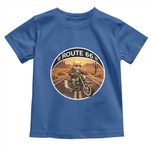 Route Highway 66 Motorcycle Cat Toddler T Shirt Road Trip Adventure TS12 Royal Blue Print Your Wear