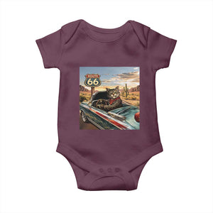 Funny Route Highway 66 Cat Lover Baby Onesie Mother Road Travel Gift TS12 Maroon Print Your Wear
