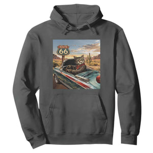 Funny Route Highway 66 Cat Lover Hoodie Mother Road Travel Gift TS12 Dark Heather Print Your Wear