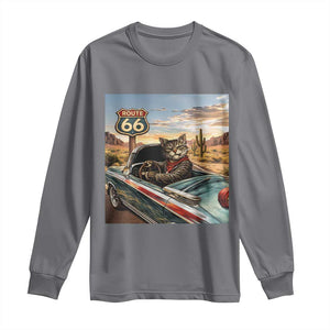 Funny Route Highway 66 Cat Lover Long Sleeve Shirt Mother Road Travel Gift TS12 Charcoal Print Your Wear