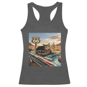Funny Route Highway 66 Cat Lover Racerback Tank Top Mother Road Travel Gift TS12 Dark Heather Print Your Wear