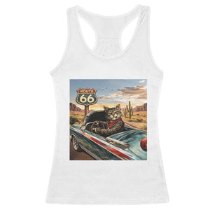 Funny Route Highway 66 Cat Lover Racerback Tank Top Mother Road Travel Gift TS12 White Print Your Wear