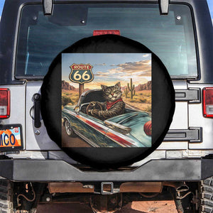 Funny Route Highway 66 Cat Lover Spare Tire Cover Mother Road Travel Gift TS12 No hole Black Print Your Wear