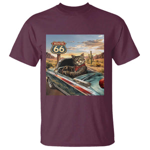 Funny Route Highway 66 Cat Lover T Shirt Mother Road Travel Gift TS12 Maroon Print Your Wear