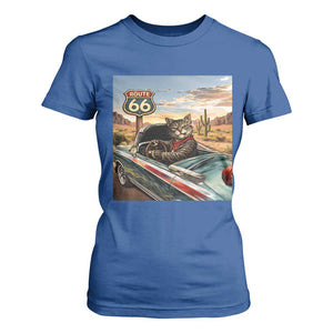 Funny Route Highway 66 Cat Lover T Shirt For Women Mother Road Travel Gift TS12 Royal Blue Print Your Wear