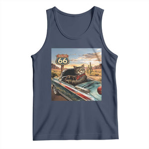 Funny Route Highway 66 Cat Lover Tank Top Mother Road Travel Gift TS12 Navy Print Your Wear