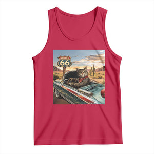 Funny Route Highway 66 Cat Lover Tank Top Mother Road Travel Gift TS12 Red Print Your Wear