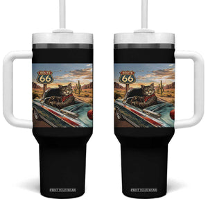 Funny Route Highway 66 Cat Lover Tumbler With Handle Mother Road Travel Gift TS12 One Size: 40 oz Black Print Your Wear