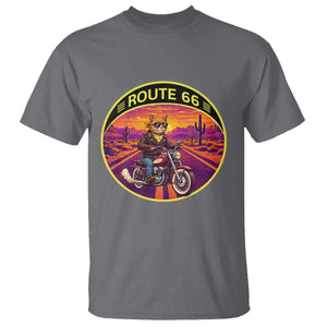 Route Highway 66 Motorcycle Cat T Shirt Open Road Adventure Neon TS12 Charcoal Print Your Wear