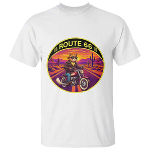 Route Highway 66 Motorcycle Cat T Shirt Open Road Adventure Neon TS12 White Print Your Wear