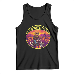 Route Highway 66 Motorcycle Cat Tank Top Open Road Adventure Neon TS12 Black Print Your Wear