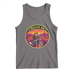 Route Highway 66 Motorcycle Cat Tank Top Open Road Adventure Neon TS12 Deep Heather Print Your Wear