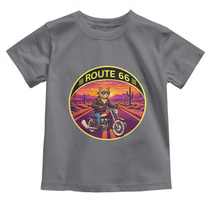 Route Highway 66 Motorcycle Cat Toddler T Shirt Open Road Adventure Neon TS12 Charcoal Print Your Wear