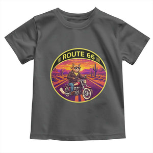 Route Highway 66 Motorcycle Cat Toddler T Shirt Open Road Adventure Neon TS12 Dark Heather Print Your Wear