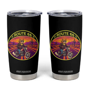 Route Highway 66 Motorcycle Cat Tumbler Cup Open Road Adventure Neon TS12 Black Print Your Wear