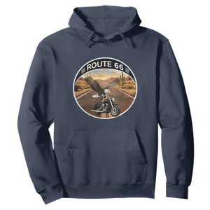 Route Highway 66 Motorcycle Eagle Hoodie Americana Adventure TS12 Navy Print Your Wear