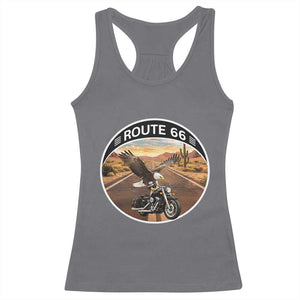 Route Highway 66 Motorcycle Eagle Racerback Tank Top Americana Adventure TS12 Charcoal Print Your Wear