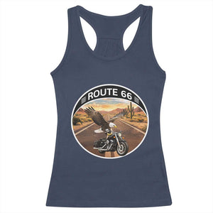 Route Highway 66 Motorcycle Eagle Racerback Tank Top Americana Adventure TS12 Navy Print Your Wear