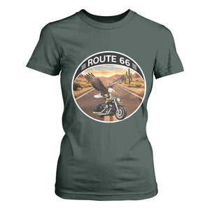 Route Highway 66 Motorcycle Eagle T Shirt For Women Americana Adventure TS12 Dark Forest Green Print Your Wear