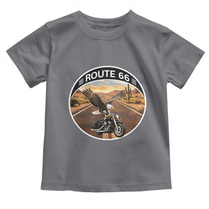 Route Highway 66 Motorcycle Eagle Toddler T Shirt Americana Adventure TS12 Charcoal Print Your Wear