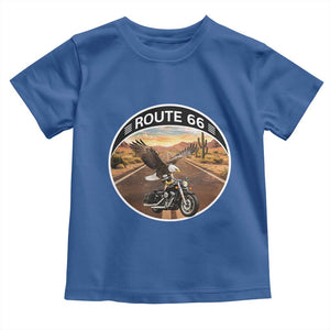 Route Highway 66 Motorcycle Eagle Toddler T Shirt Americana Adventure TS12 Royal Blue Print Your Wear