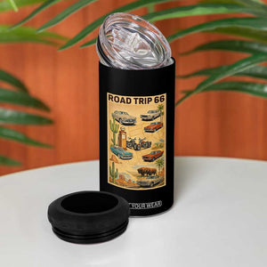 Vintage Route Highway 66 Road Trip Poster 4 in 1 Can Cooler Tumbler Open Road Adventure TS12 Print Your Wear