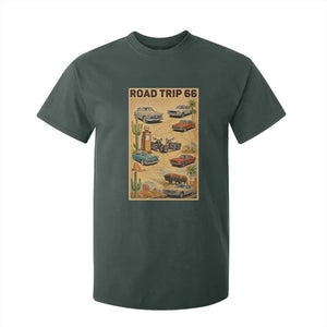 Vintage Route Highway 66 Road Trip Poster T Shirt For Kid Open Road Adventure TS12 Dark Forest Green Print Your Wear