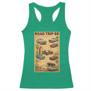 Vintage Route Highway 66 Road Trip Poster Racerback Tank Top Open Road Adventure TS12 Irish Green Print Your Wear