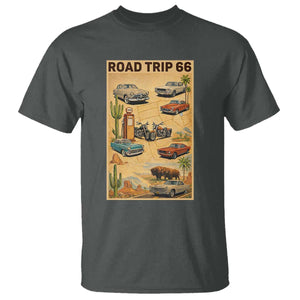 Vintage Route Highway 66 Road Trip Poster T Shirt Open Road Adventure TS12 Dark Heather Print Your Wear