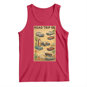 Vintage Route Highway 66 Road Trip Poster Tank Top Open Road Adventure TS12 Red Print Your Wear