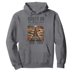 Route Highway 66 Mother Road Hoodie Vintage Distressed Road Trip Adventure TS12 Charcoal Print Your Wear