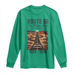 Route Highway 66 Mother Road Long Sleeve Shirt Vintage Distressed Road Trip Adventure TS12 Irish Green Print Your Wear