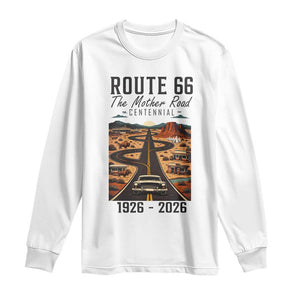 Route Highway 66 Mother Road Long Sleeve Shirt Vintage Distressed Road Trip Adventure TS12 White Print Your Wear