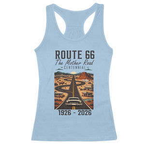 Route Highway 66 Mother Road Racerback Tank Top Vintage Distressed Road Trip Adventure TS12 Light Blue Print Your Wear