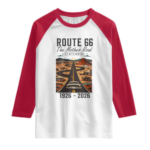 Route Highway 66 Mother Road Raglan Shirt Vintage Distressed Road Trip Adventure TS12 White Red Print Your Wear