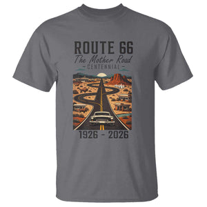 Route Highway 66 Mother Road T Shirt Vintage Distressed Road Trip Adventure TS12 Charcoal Print Your Wear