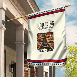 Route Highway 66 Mother Road Garden Flag Vintage Distressed Road Trip Adventure TS12 Modern Beige Red Print Your Wear