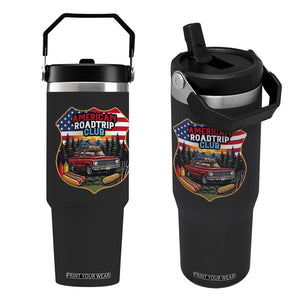 Route Highway 66 Flip Straw Tumbler Vintage American Roadtrip Club Road Trip TS12 One Size: 30 oz Black Print Your Wear
