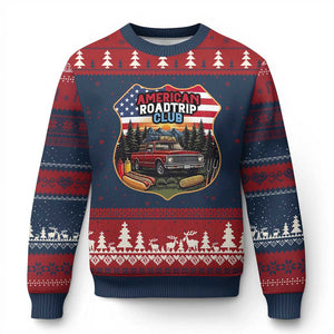 Route Highway 66 Ugly Christmas Sweater Vintage American Roadtrip Club Road Trip TS12 Navy Red Print Your Wear